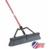 Libman 825 24" Heavy-Duty Rough Surface Push Broom and 60" Heavy Duty Steel Handle